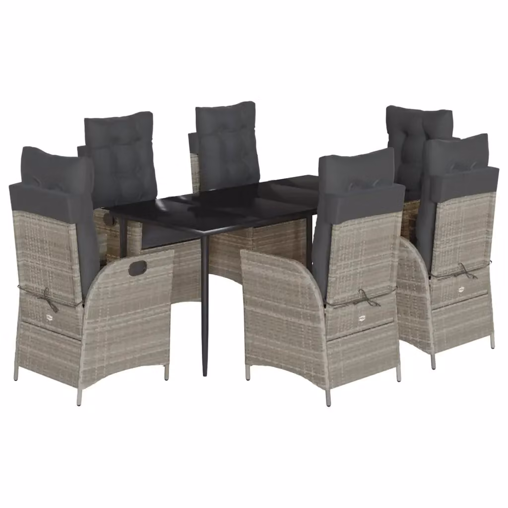Set da pranzo da giardino moderno VIDAXL in rattan e vetro con 7 pezzi, colore antracite – 2