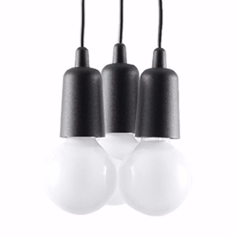Lampada a sospensione DIEGO 3 nero 3xE27 15W PVC 90x15x15cm Sollux Lighting
