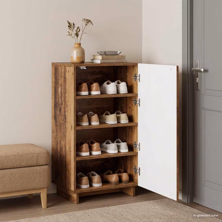 Scarpiera moderna vidaXL in legno marrone con ante a battente e ripiani interni L/P/H: 48 x 38 x 87,5 cm
