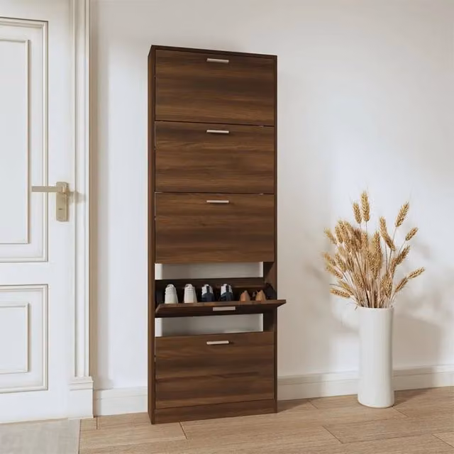 Scarpiera moderna Design Mania in legno color rovere marrone, L: 59 cm, P: 17 cm, H: 169 cm – 1