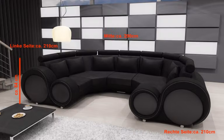 Wohnlandschaft Textil Couch Microfaser Polstergarnitur XXL Sofa Stoff USB