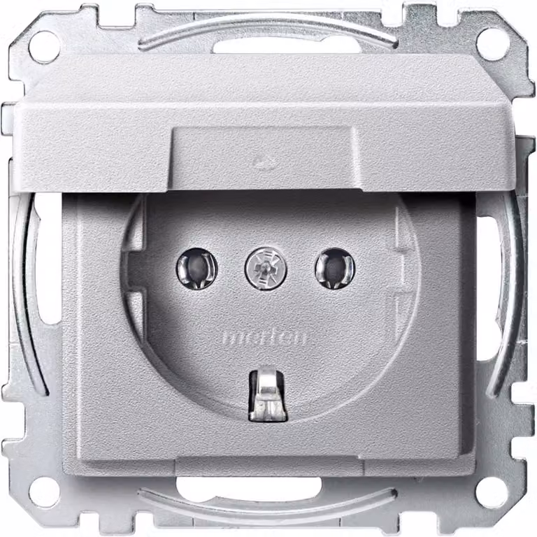 Merten SCHUKO Presa di corrente in alluminio con coperchio a cerniera MEG2311-0460