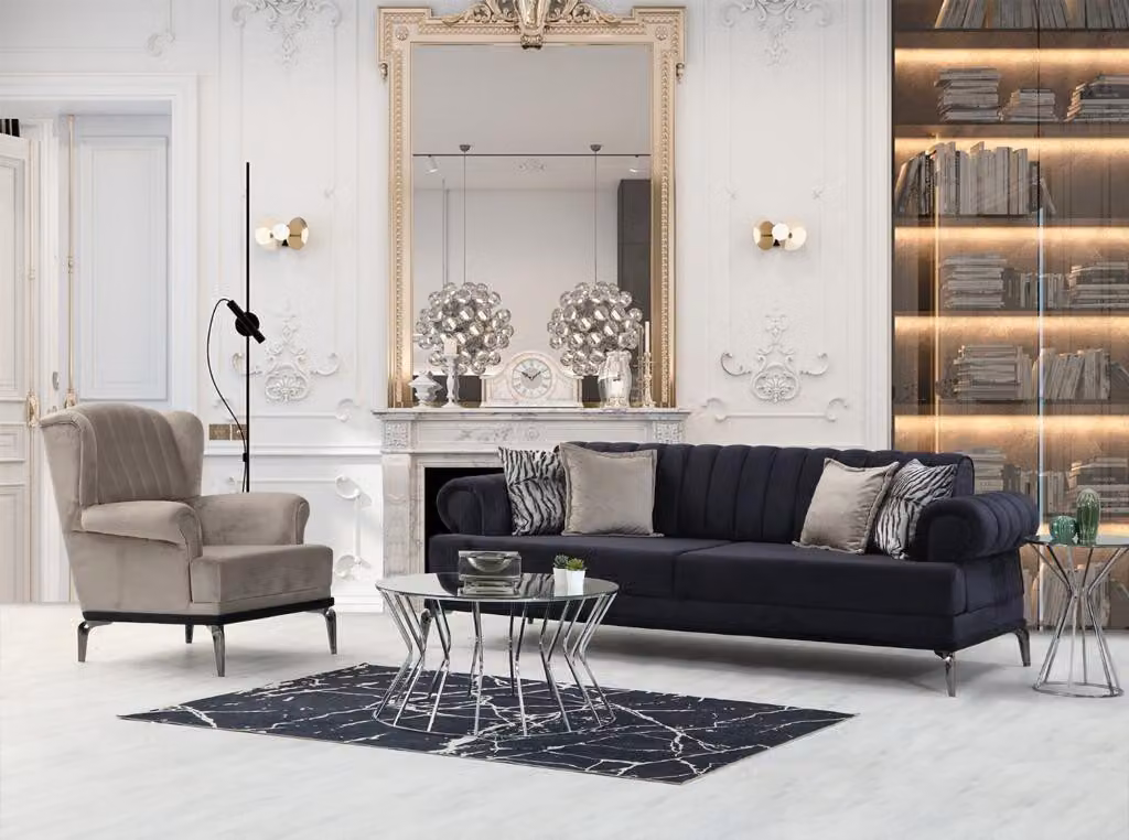 Exklusive Wohnzimmer Set Besteht aus Sofagarnitur 3+1 Sitzer 2tlg