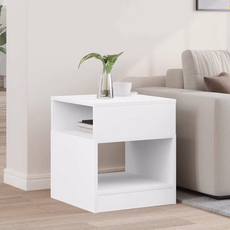 Tavolino moderno vidaXL bianco in MDF con finitura opaca L/P/H: 40,5 x 40 x 45 cm