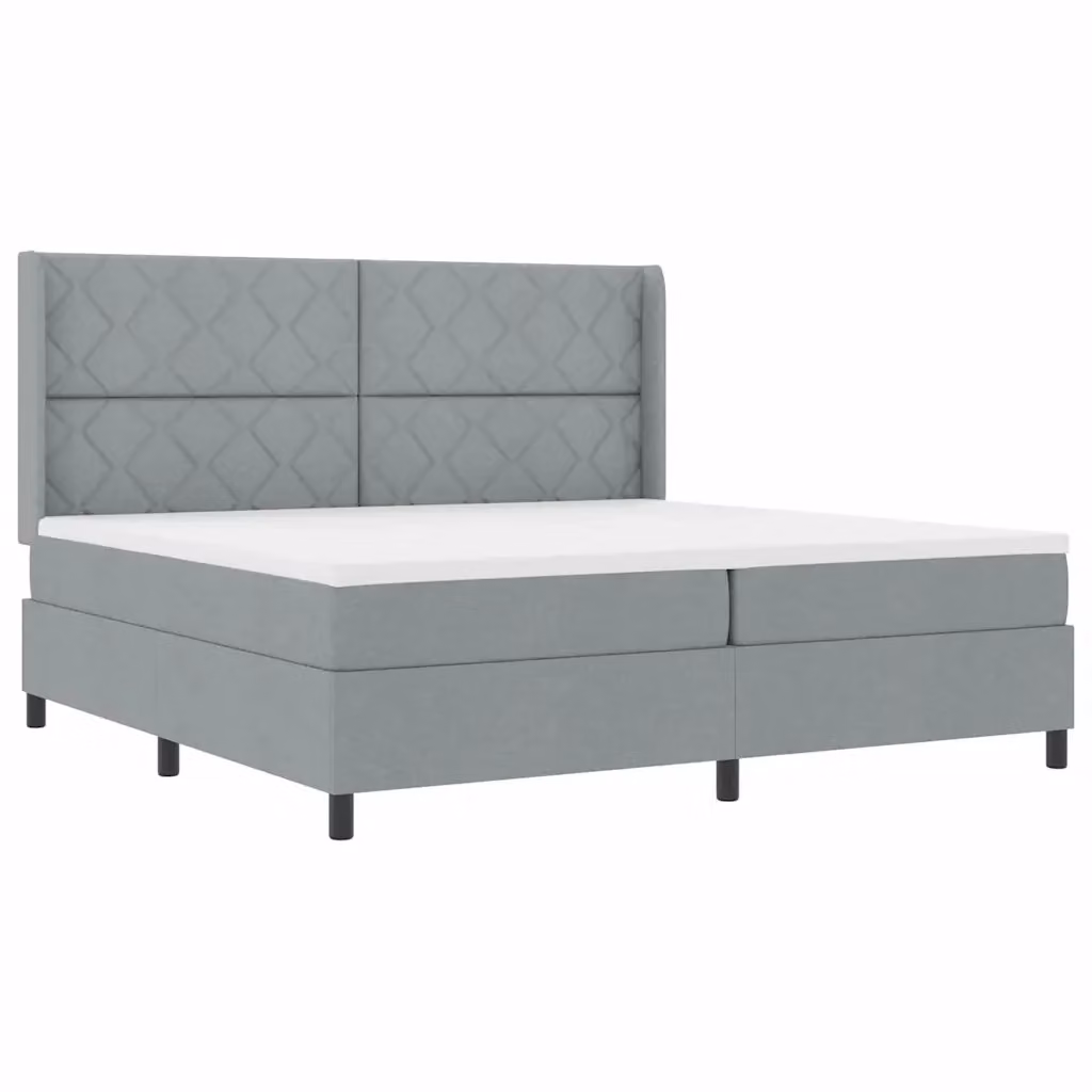 Letto moderno vidaXL con molle a sacchetto e illuminazione LED sottostante, rivestimento in tessuto grigio, L/P/H: 200 x 200 x 28 cm – 2