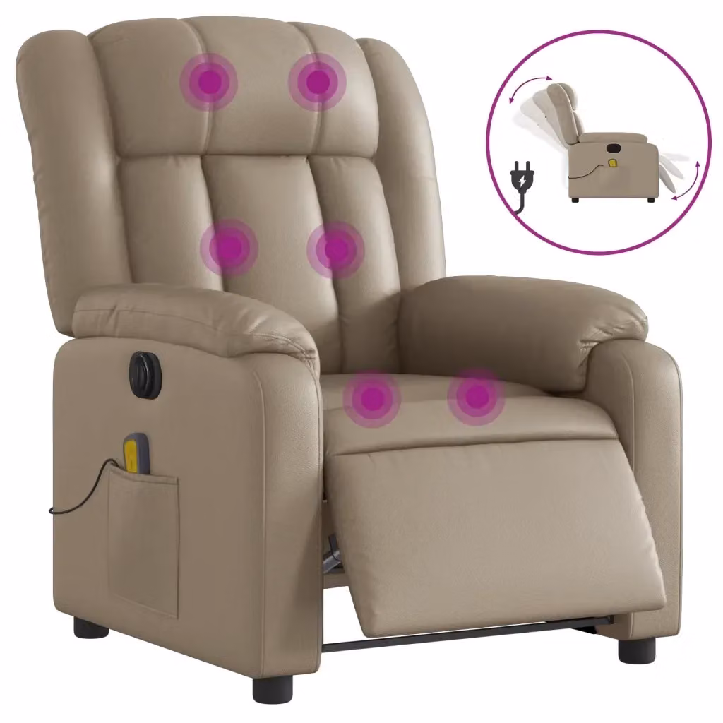 Poltrona Reclinabile Elettrica con Massaggio vidaXL in Similpelle Beige – 2