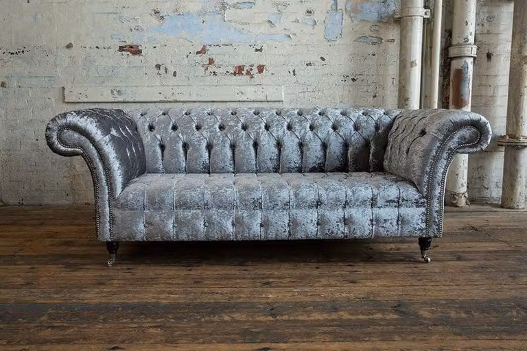 Chesterfield Sofa 3 Sitzer Couch design Braun Polster Sitz Garnitur Leder