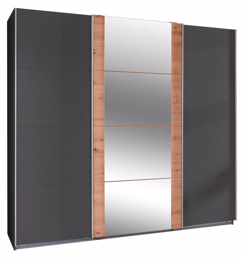 Armadio ad ante scorrevoli Berna Design dell'armadio selezionabile, Grafite / Rovere artigianale, 270x64x210cm
