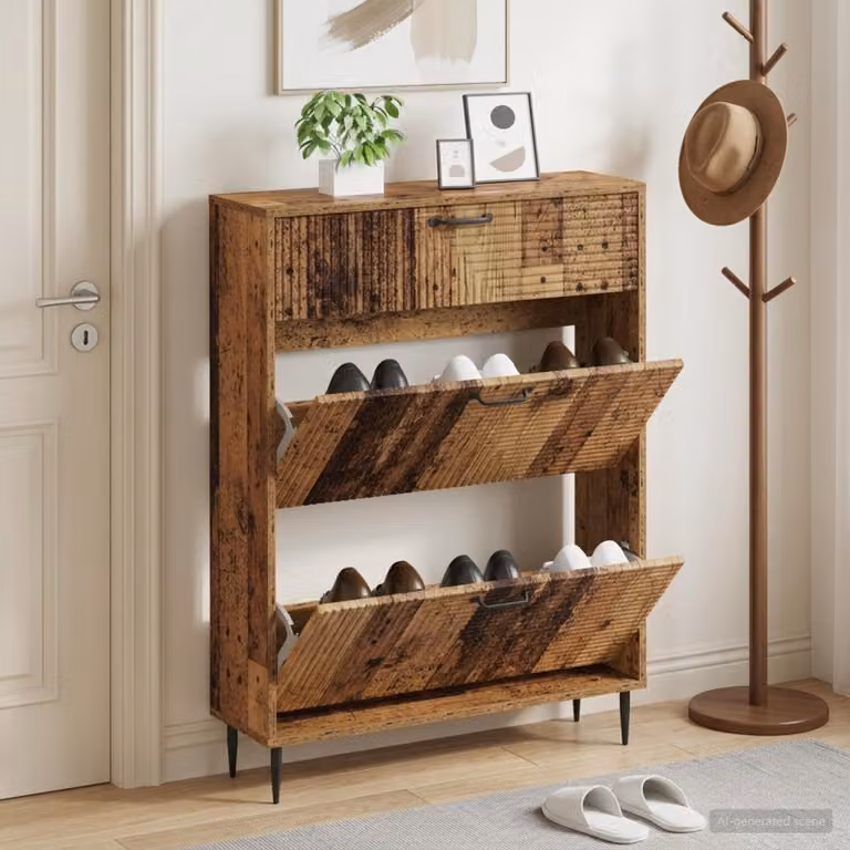 Mobile porta scarpe HAARLEM vidaXL in legno ingegnerizzato, L/P/H: 78 x 24 x 103 cm