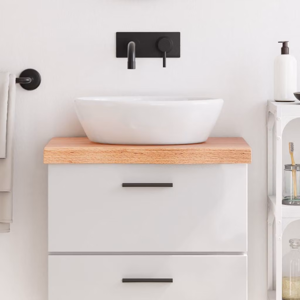 Piano Bagno vidaXL in Legno Massello Trattato Marrone L: 60 cm, P: 40 cm, H: 2-6 cm