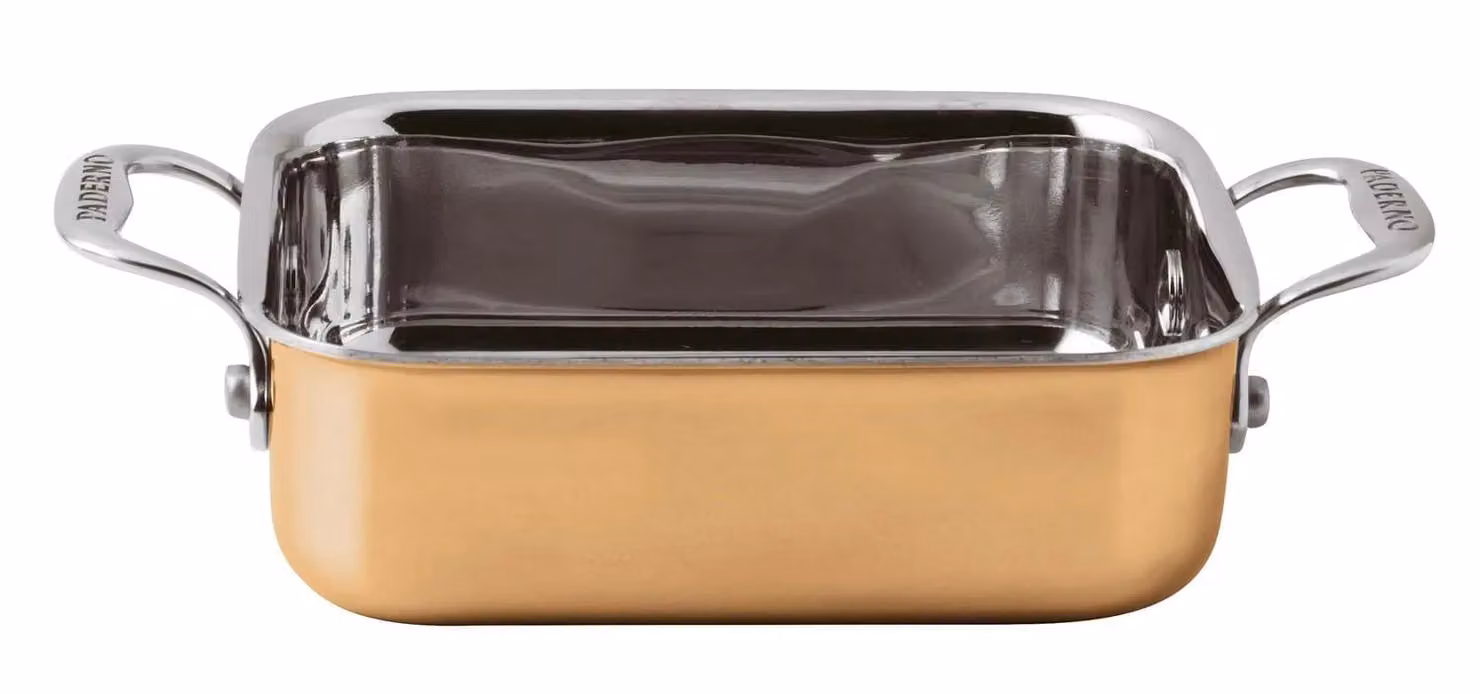 Tegame rettangolare Serie 15600 3-Ply in rame con due maniglie, dim. 12x10cm, 2 pezzi