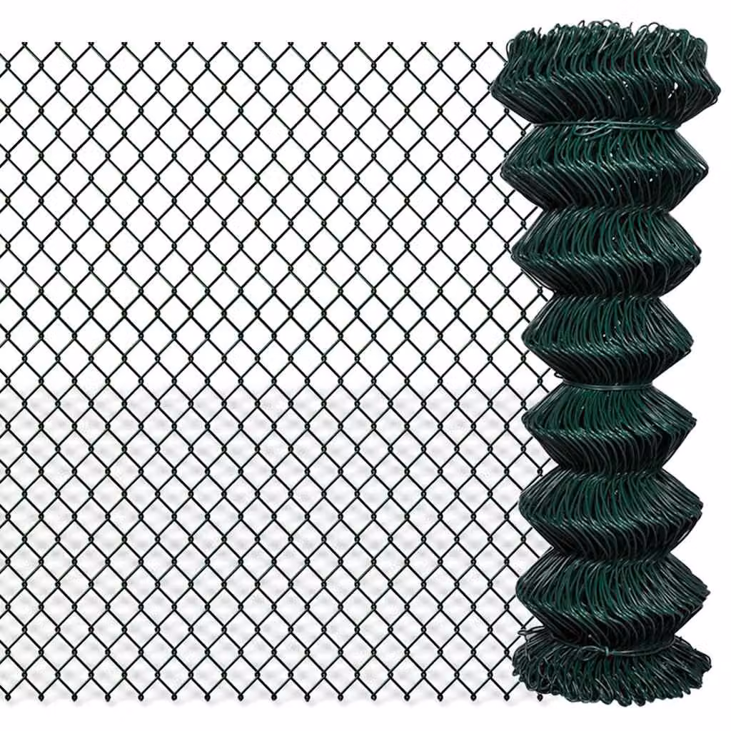 Recinzione a rete in acciaio rivestita in PVC verde vidaXL, L: 15 m, H: 1,25 m