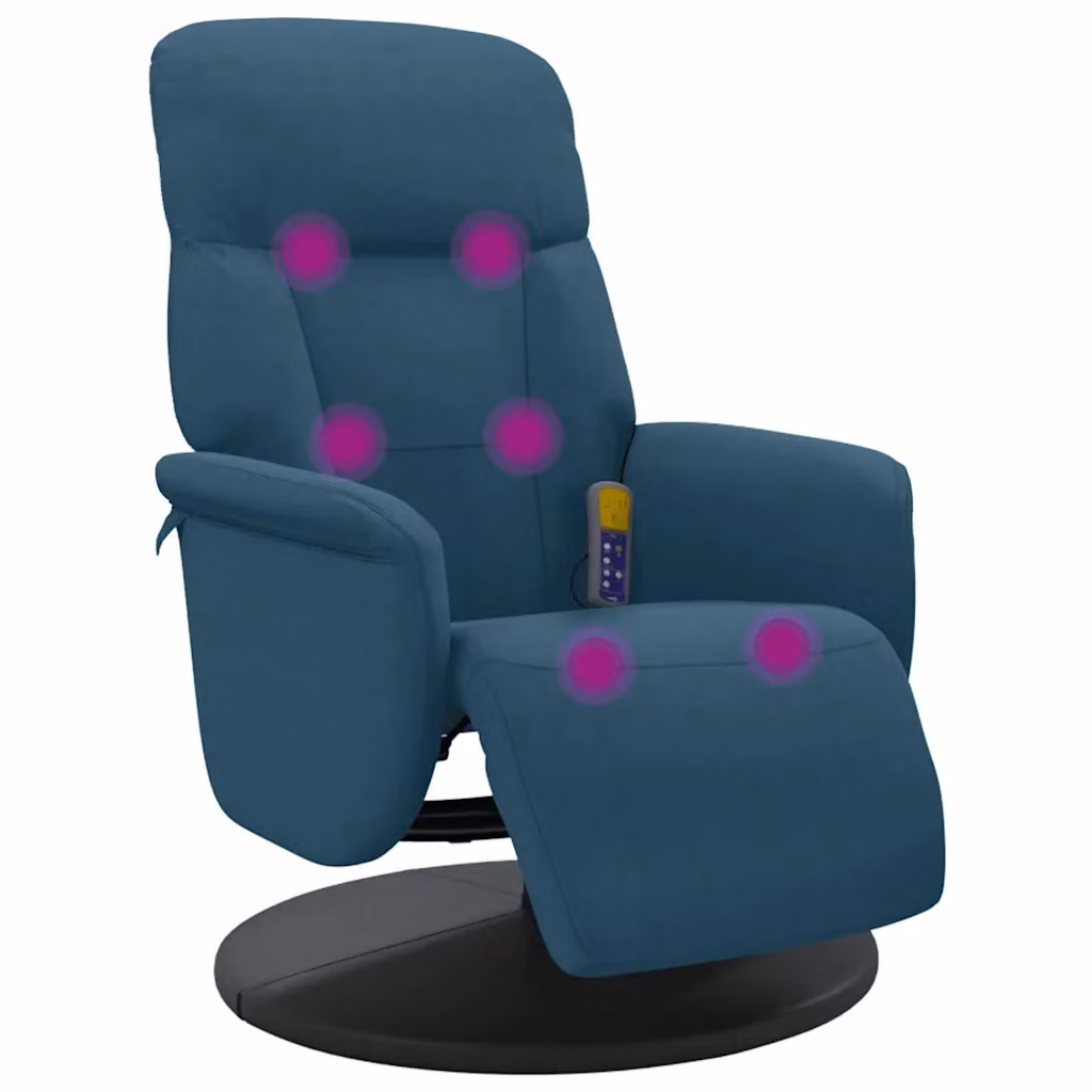 Poltrona Reclinabile con Poggiapiedi vidaXL in Velluto Blu con Schienale e Braccioli – 2