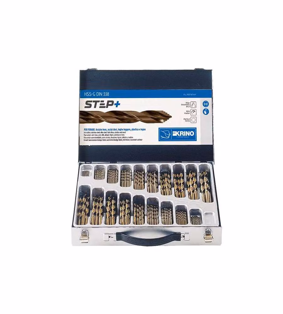 Set di punte elicoidali in acciaio HSS Krino colore argento, lunghezza 116 mm