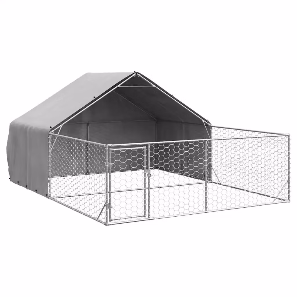 Cuccia per cani da esterno con recinto vidaXL in metallo resistente alle intemperie, L: 5 m, P: 3 m, H: 1,9 m – 2