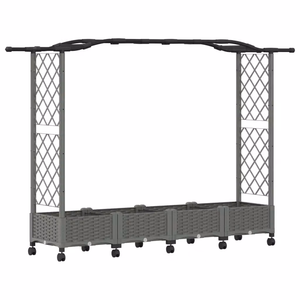 Letto rialzato con griglia e tetto vidaXL in plastica grigio per giardino, balcone o terrazzo L/P/H: 207 x 129 x 40 cm – 2