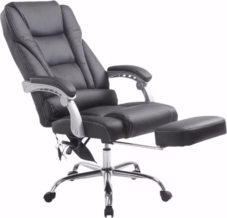 Sedia da ufficio con massaggio - Sedia ergonomica, relax, costruzione in pelle di alta qualità | Colore: Nero