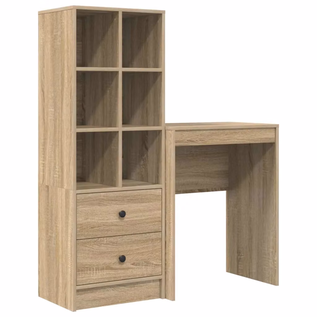Scrivania moderna con scaffale vidaXL in MDF color rovere, L: 105,5 cm, P: 34 cm, H: 127 cm – 2