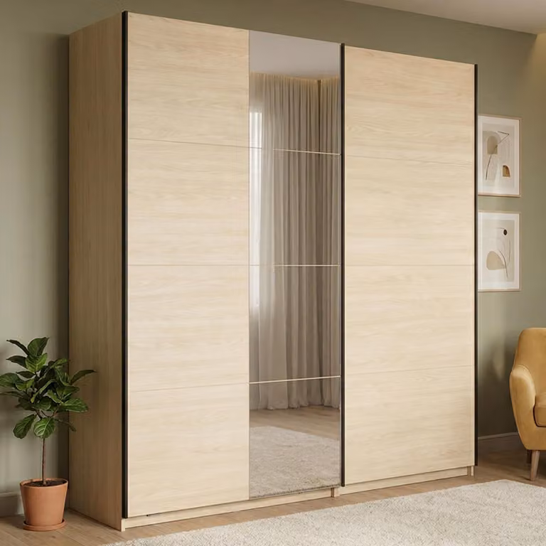 Dmora Guardaroba Grande Palestro 220x218h cm Marrone Rovere, Appendiabiti 2 Ripiani