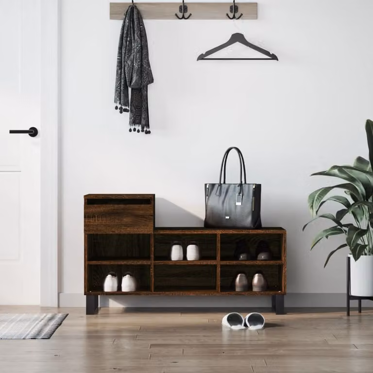Scarpiera moderna vidaXL in legno e metallo, colore rovere marrone, L/P/H: 102 x 36 x 60 cm