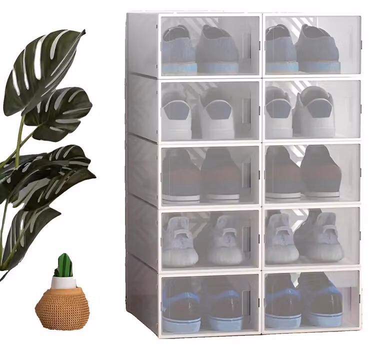Scatole per scarpe, set da 20, design impilabile, BIANCO