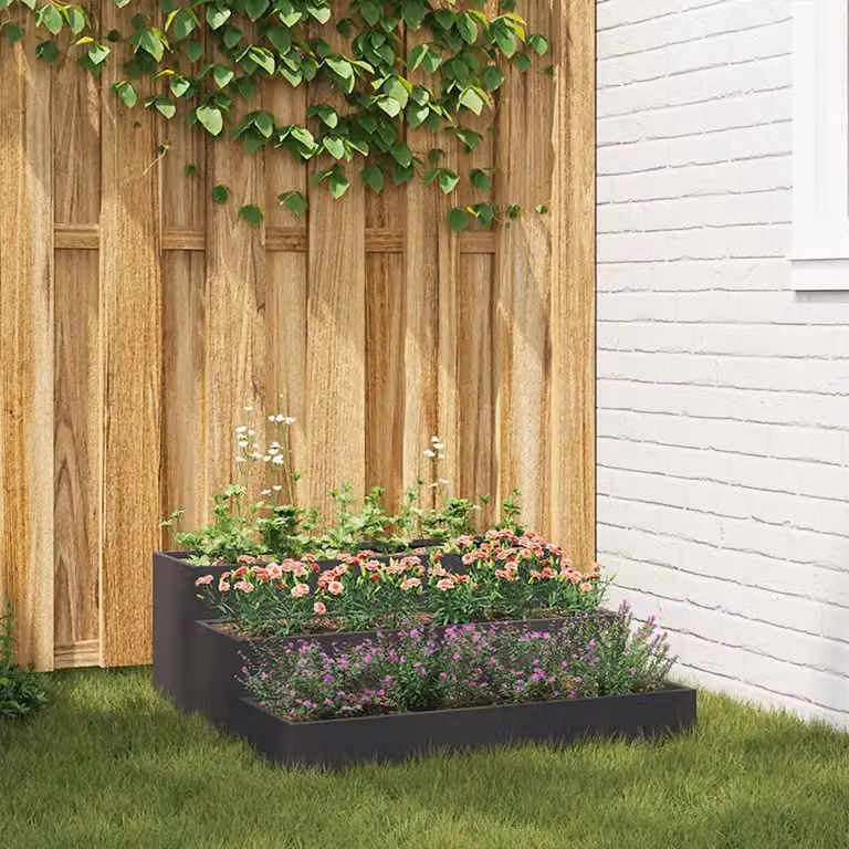 Vaso da giardino vidaXL in acciaio nero L: 90 cm, P: 90 cm, H: 35 cm
