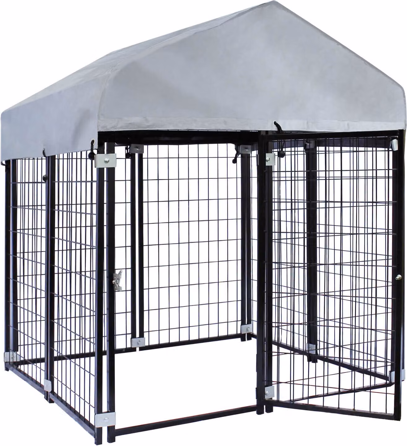 Cuccia per cani Wiltec con tetto 121 x 121 x 137 cm, cuccia per cani con tettoia parasole, robusta casetta per cani da esterno con barre in acciaio
