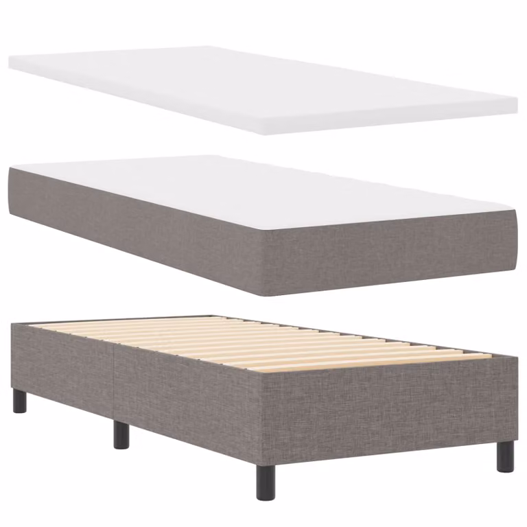 Letto a molle vidaXL con strisce LED e porta USB, struttura in legno e tessuto, L/P: 190 x 90 cm, Beige/Grigio