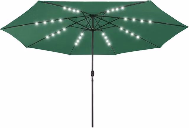 Ombrellone da giardino con luci LED verde in poliestere con palo centrale diametro 400 cm