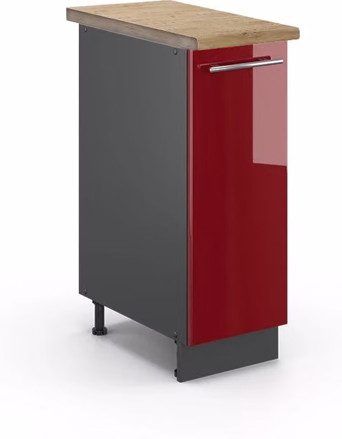 Armadio cucina dispensa alto Fame-Line Bordeaux lucido/Antracite 30 cm, PL Rovere Vicco