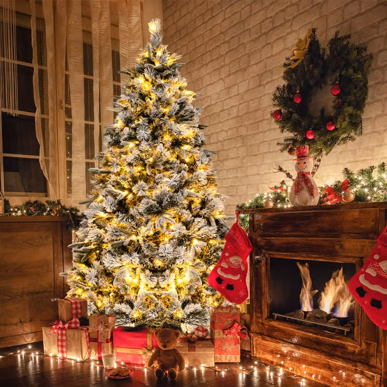 Albero di Natale artificiale Costway verde con 250 luci LED bianco caldo e 752 punte di ramo in PVC, Altezza: 186 cm