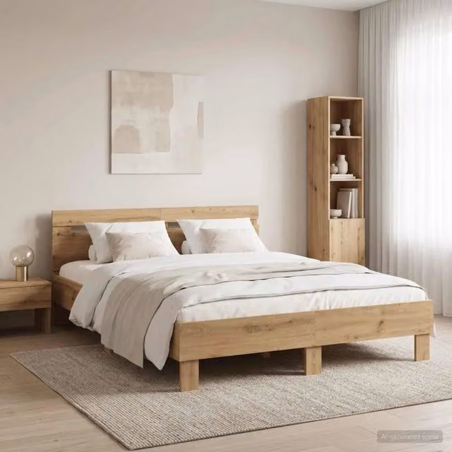 Struttura letto moderna vidaXL in legno color rovere L: 140 cm, P: 193 cm, H: 70 cm – 1