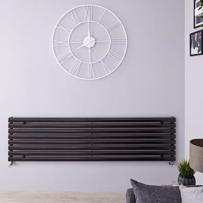 Radiatore di Design Orizzontale - Pannello Singolo - 472mm x 1780mm - Nero - Revive