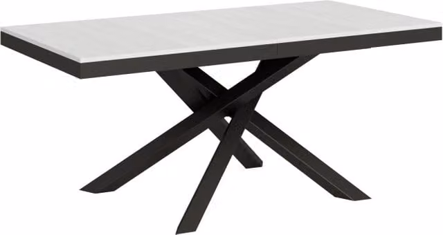 Tavolo allungabile Itamoby Volantis Evolution con telaio in metallo antracite e piano bianco frassino, L/P: 90 x 180/440 cm