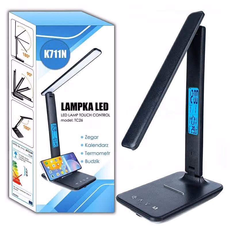 GOTEL GOT K711N Lampada da tavolo con termometro, orologio, calendario e sveglia