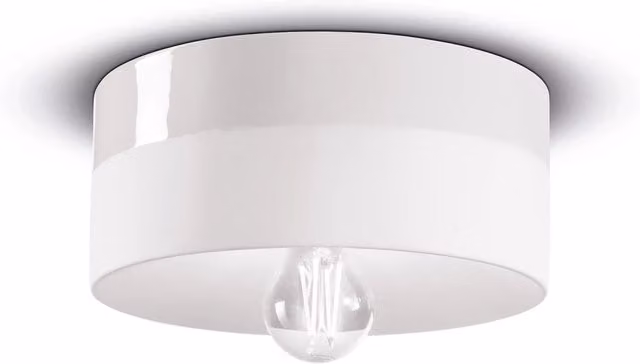Plafoniera Media Vintage Decò Ferroluce in Ceramica Bianco Grezzo con 1 Luce E27