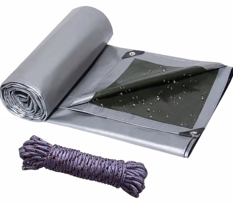 Telo impermeabile, resistente a carichi pesanti, resistente ai raggi UV, colore grigio-verde, dimensioni 3x3 metri