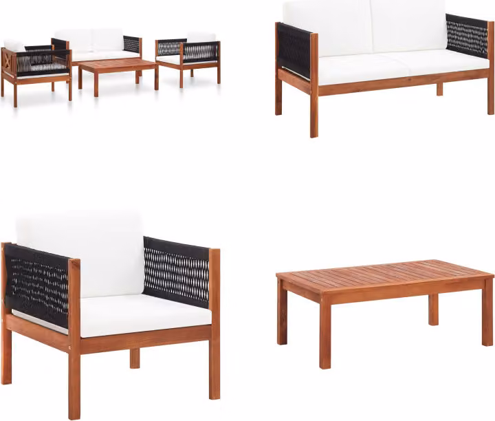 vidaXL 4 pezzi Set salotto da giardino in legno massiccio di acacia - Set salotto da giardino - Set salotto da giardino - Set salotto da esterno - Set salotto da esterno