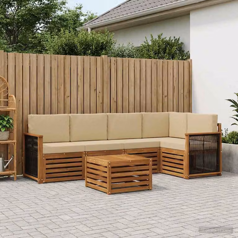 Set di divani da esterno moderno vidaXL in legno di acacia, 6 pezzi, Naturale