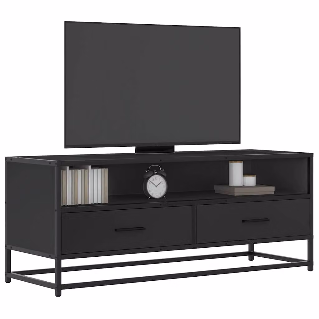 vidaXL Mobile Porta TV Nero in Metallo e MDF con Stile Industrial L 180 x P 30 x H 50 cm