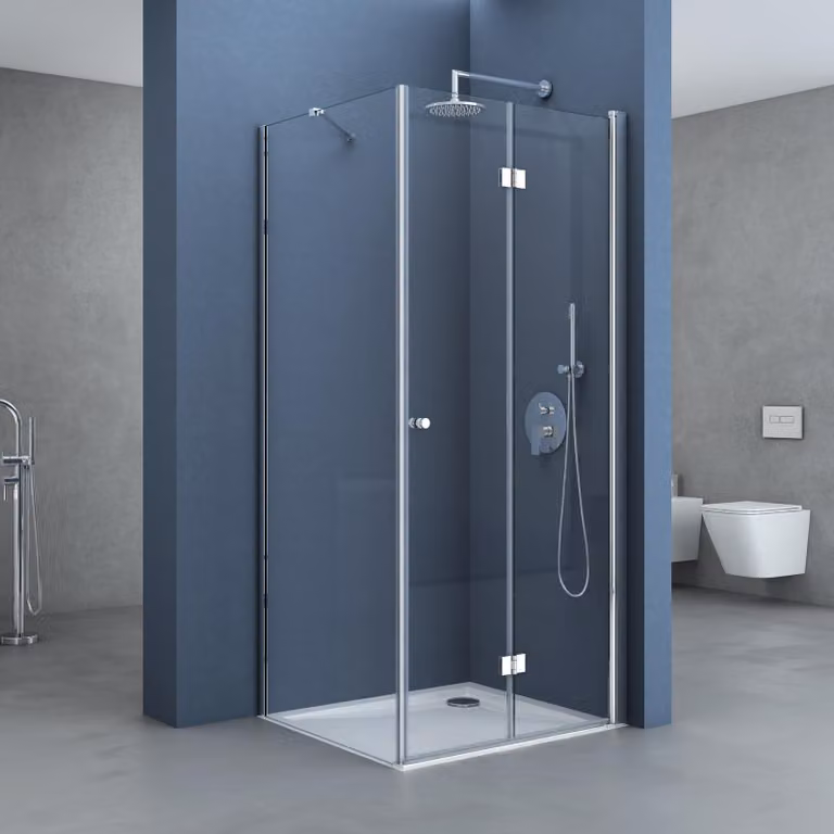 doporro Box Doccia 80x90x190cm, Cabina Bagno Angolare con Porte Girevoli a 180¡ã Vetro di Sicurezza ESG Vetro Trasparente R27