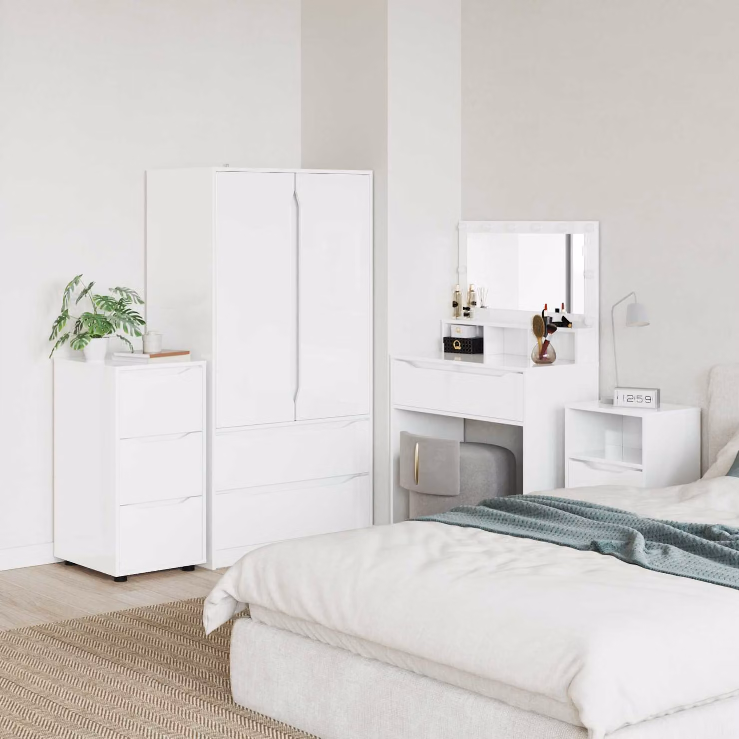 Armadio moderno vidaXL in MDF bianco lucido L/P/H: 40 x 48 x 81 cm