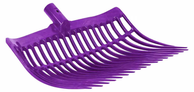 horizont Forca svedese viola, in plastica resistente, larghezza 40 cm, 18 rebbi, forca da fieno per cavalli, fattoria e stalla, forca da letame senza manico, forca da letame, forca a palle