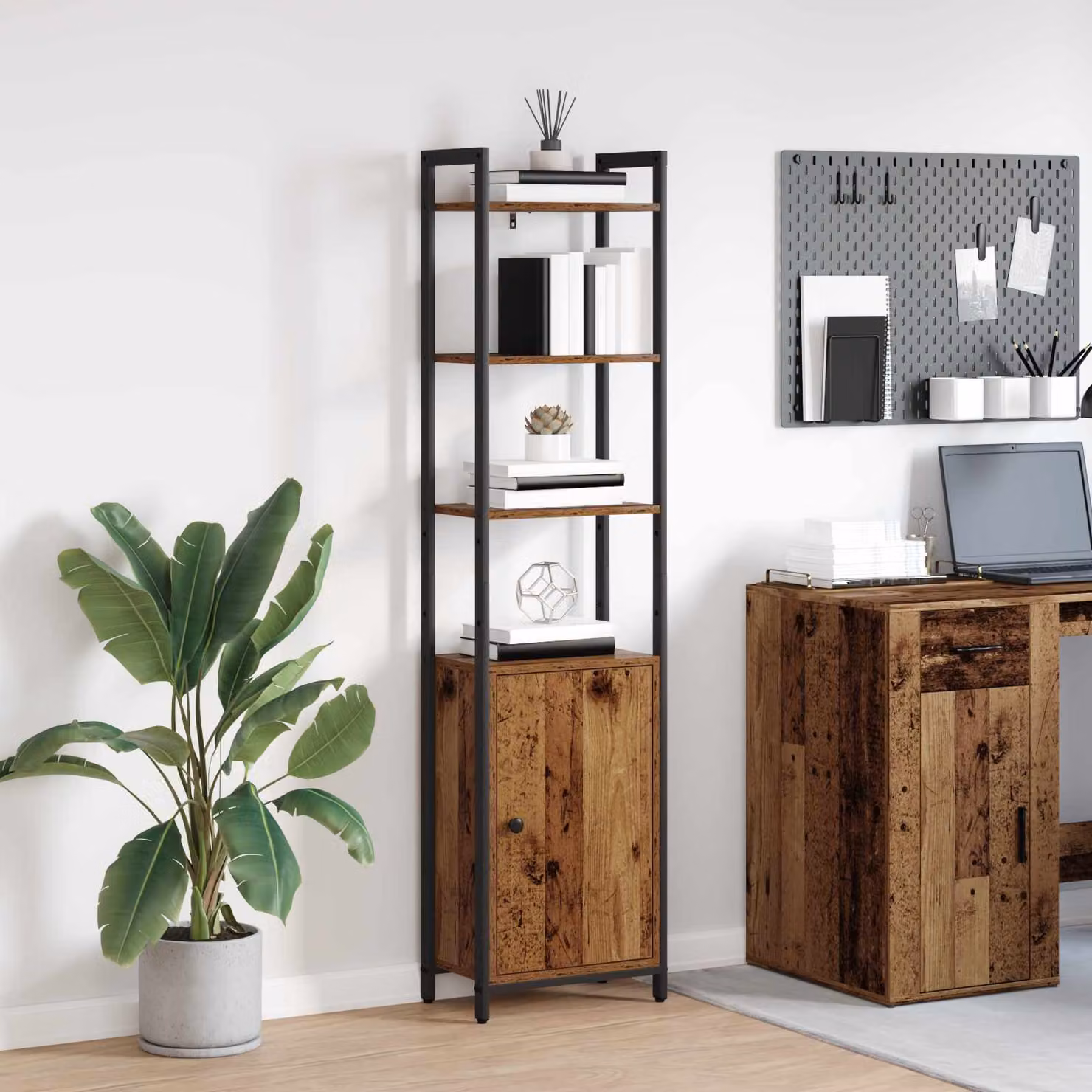 vidaXL Armadio per Libri in Stile Industrial con 6 Livelli, Colore Marrone, L/P/H: 40 x 24 x 161 cm