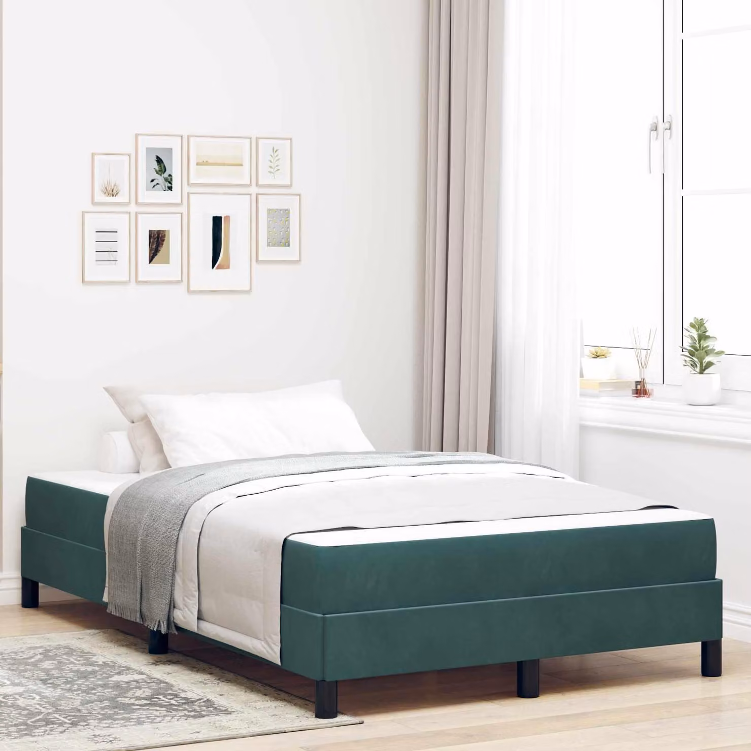 Maison Exclusive - Letto boxspring con materasso verde scuro 120 x 190 cm Tessuto