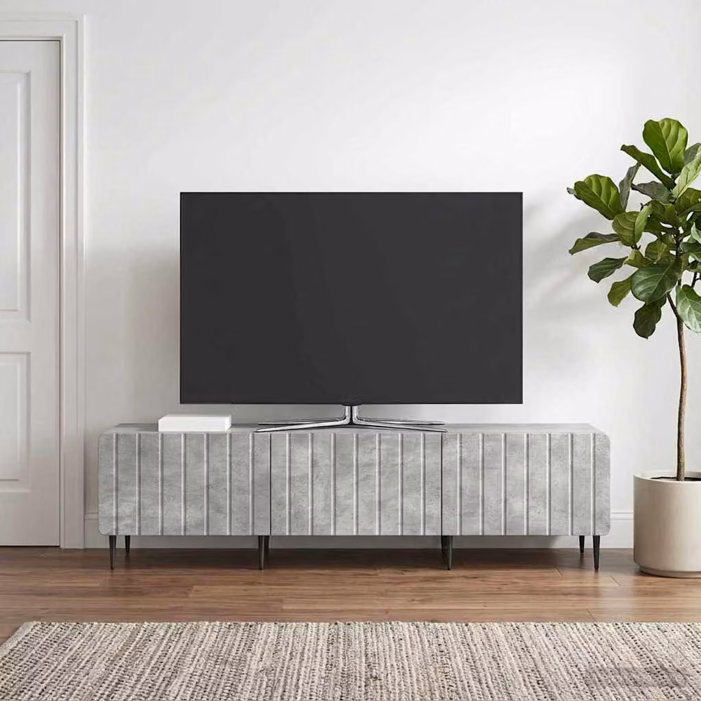 Mobile TV vidaXL con cassetto in stile moderno, Grigio Cemento, L 147 x P 34,5 x H 32 cm