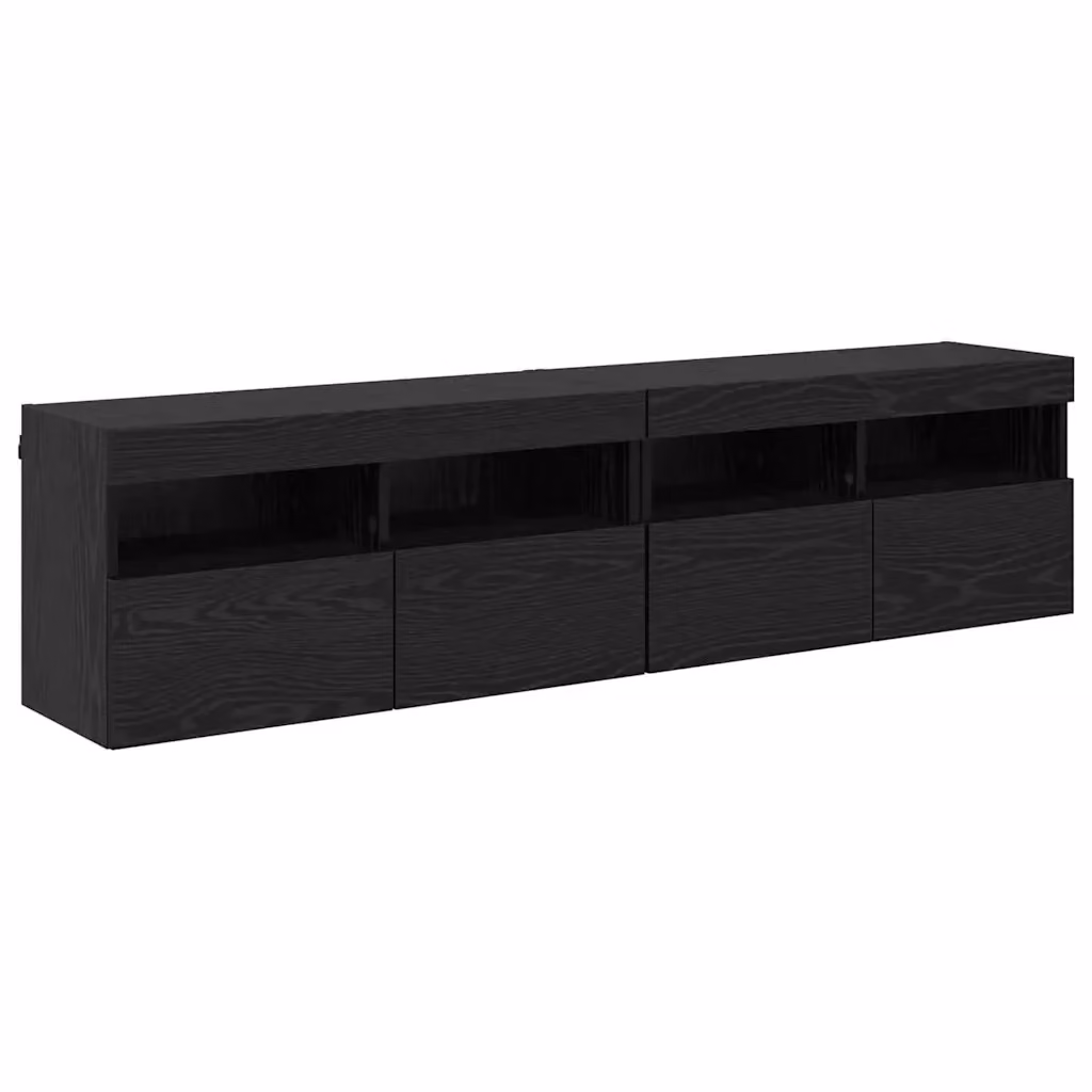 Set di 2 mobiletti TV sospesi moderni vidaXL in legno nero, L 80 x P 30 x H 40 cm – 2