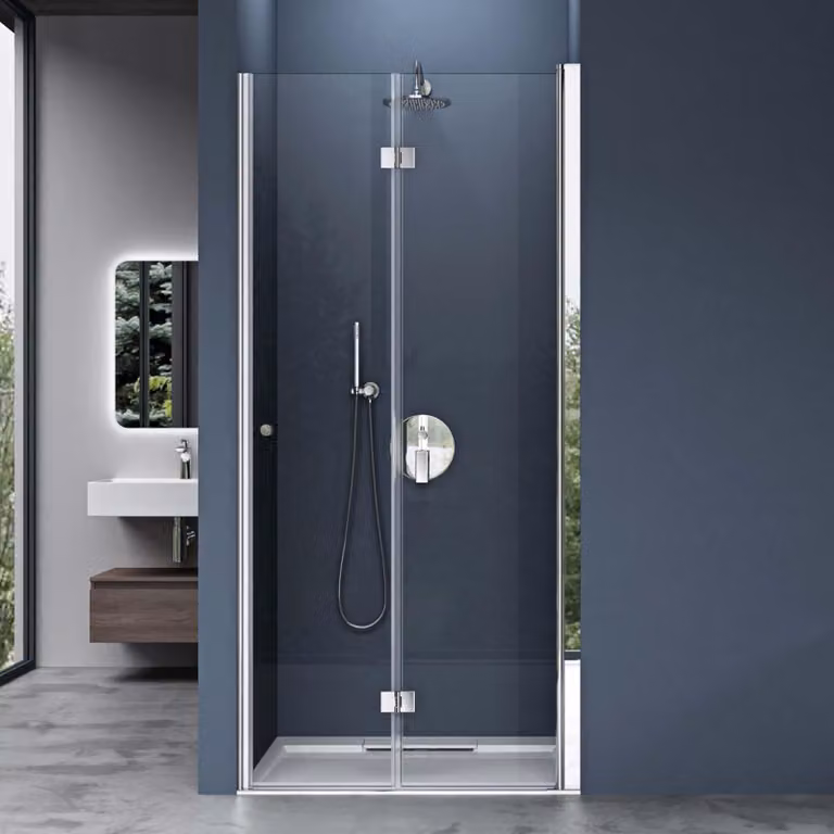 doporro Porta Doccia Pieghevole per Nicchia 80x190 cm, Cabina Doccia in Vetro di Sicurezza ESG Trasparente con Rivestimento Easy-Clean, Teramo26K