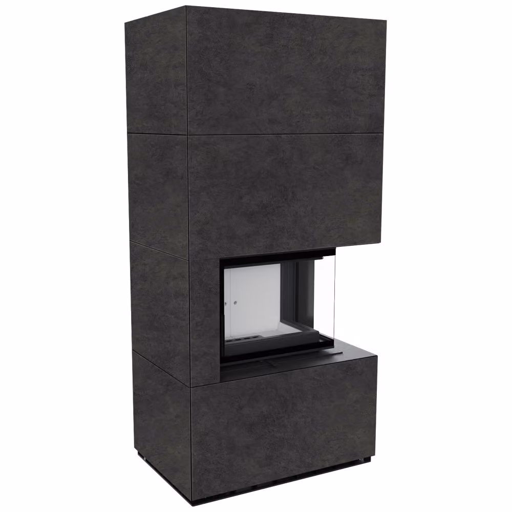 Kit caminetto KRATKI FLOKI BOX destro 8 kW Ø 160 sinterizzato al quarzo FOKOS GRAFITE