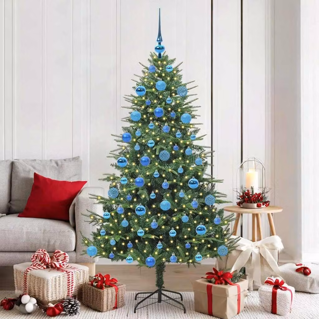 Maison Exclusive - Albero di Natale artificiale illuminato con set di palline verdi